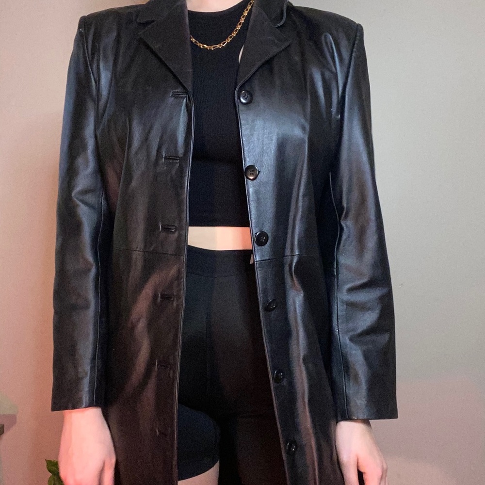 Vintage long real leather coat ON HOLD